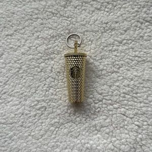 Gold Starbucks Rhinestone Studded Ornament Keychain